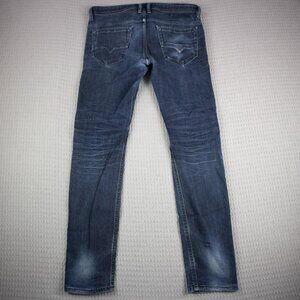 Diesel Vintage 00s Y2K Thommer Skinny Straight Jeans in Washed Diatressed Blue